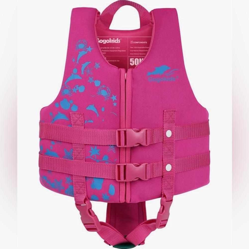 Gogokids Kids Swim Vest XL (7-8Y), Pink Dolphin